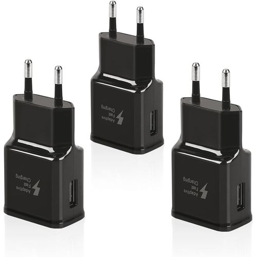 3 Pack Chargeur Rapide Pour Samsung Galaxy S21 S20 S10 S9 S8 S7 S6 Edge/Plus/Active A15 A12 A13 A14 A20e A51 Note 8 Et Autres Smartphones, Charge Rapide Usb Telephone Prise Secteur[Car786385]