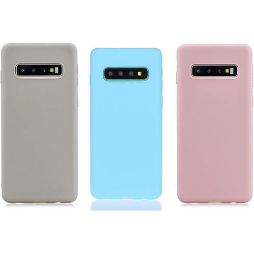3 Pack Coque Silicone Ultra Mince Souple Antichoc Pour Samsung Galaxy S10 Plus - Gris, Bleu, Rose (3 Couleurs)