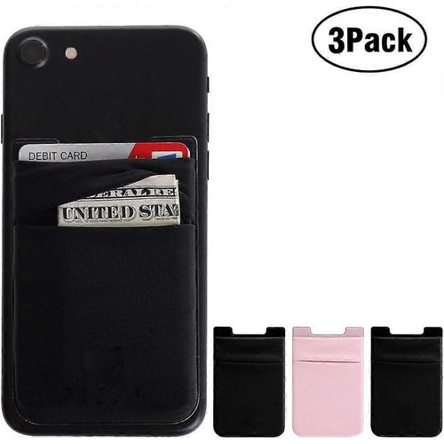 3 Packs De Tlphone Portable Sur Le Portefeuille, La Carte De Crdit Et La Carte De Visite Et Le Support DIdentit Compatible Avec Iphone, Android Et La Plupart Des Smartphones (Noir * 2 + Rose * 1)