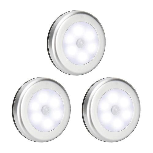3 Pices D'un Ensemble De Lumires  Dtecteur De Mouvement, Veilleuses Led  Piles, Lumire Blanche Argente