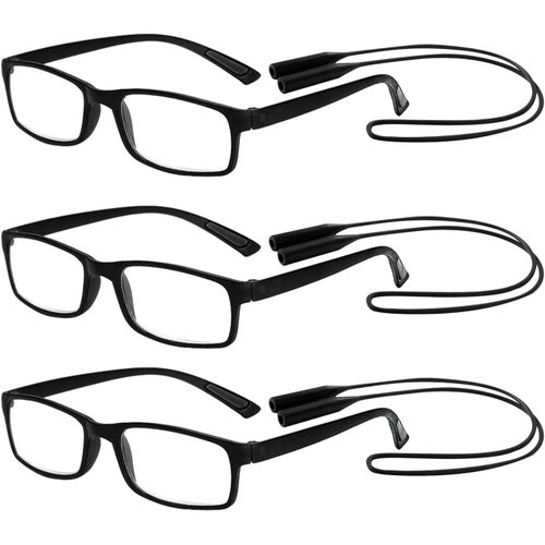3 Pices De Lunettes De Lecture Et 3 Pices De Cordon De Lunettes Anti-Chute,Lunettes De Lecture Portables,Lunettes De Lecture Compactes,Cordon De Lunettes lastique Antidrapant