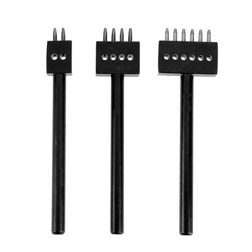 3 Pices/Ensemble Cuir Poinonnage Trou Outil 5mm Pas 2 4 6 Broches Range Poinon Maroquinerie Espacement Trou Artisanat Rond Range Outil De Perforation