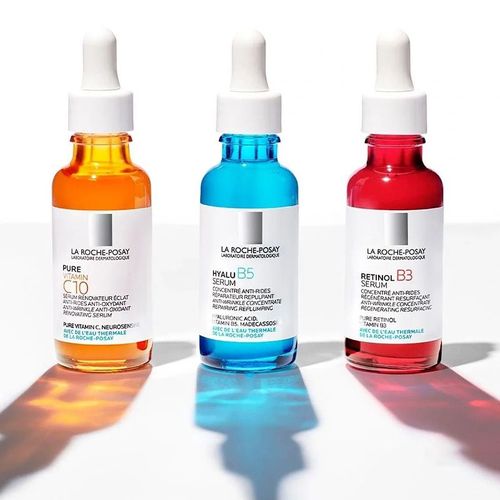 3 Pices - Srum Hyalu B5/Rtinol V1./ Pure Vitamine C10, Anti-ge, Ridules, Blanchiment, Essence Faciale, La Roche Posay, Ensemble De 3 Pices