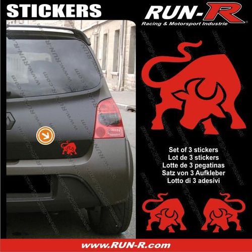 3 Stickers Taureau 10 Cm - Rouge