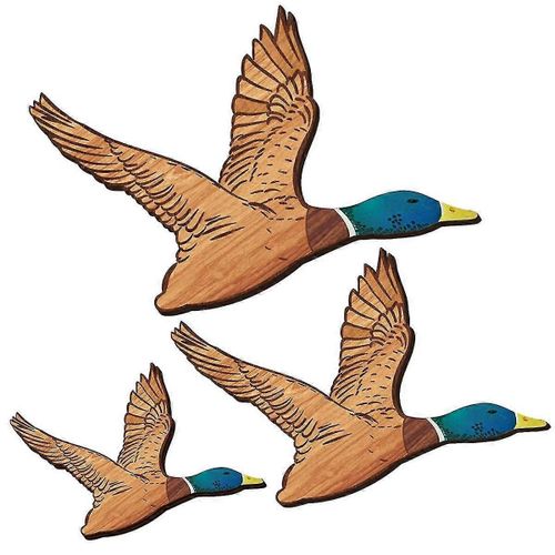 3 Taille Canard Colvert Wall Art Canards En Bois Wall Decor Rustique Oiseaux Volants Wall Decor Sculpt Bois Wal-In Stock