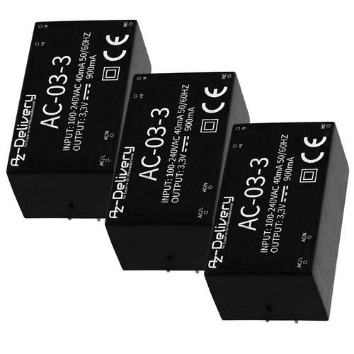 3 x 220 V  3,3 V Mini Adaptateur d'alimentation Compatible avec Arduino et Raspberry Pi incluant Un E-Book!.[V1120]
