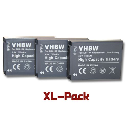3 x vhbw batterie Set 700mAh pour camra Soocoo Action Cam S60 comme AT-S60, FJ-SLB-10a