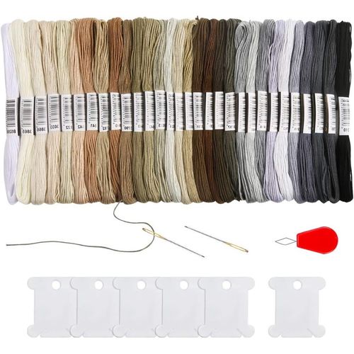 30 cheveaux De Fil  Broder Gradient Gris Noir  Blanc Pour Bracelet D'amiti Chane Et Fil De Point De Croix String