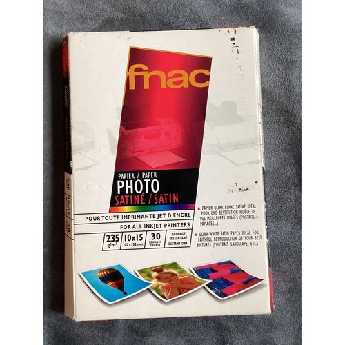 30 feuilles papier photo satin Fnac