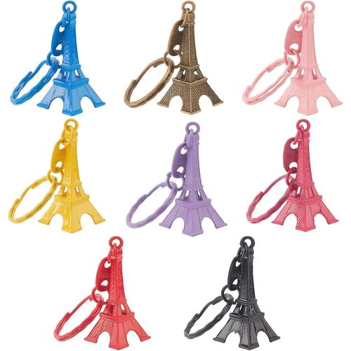 30 Pices (Couleurs Alatoires) Porte-Cls Tour Eiffel En Alliage Porte-Cls Fendu Accessoire Souvenir Franais Porte-Cls Pendentif Tour Eiffel, 49 X 22 Mm (4,8 X 2 Cm).