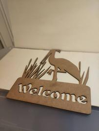 Welcome héron en bois