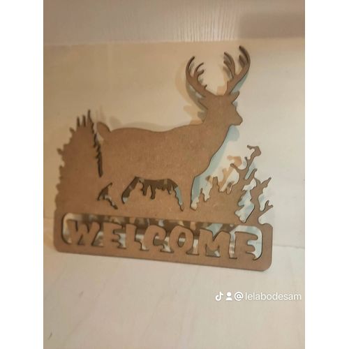 Welcome cerf en bois