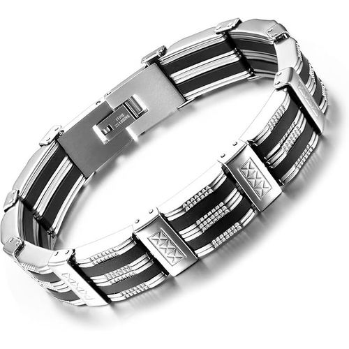 Bracelet Hommes Acier Inoxydable Gourmette Homme Bracelets Pour Hommes Garçons Argent Bracelet 19cm/21cm Bijoux Homme Cadeau Pour Papa Fils Frère Mari