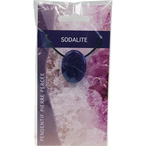 Collier Sodalite Pierre Ovale Percée Cordon Noir
