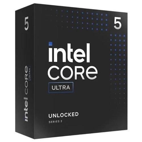 Description courte : Processeur INTEL Core Ultra 5 avec une fréquence de 5.2Ghz et une mémoire cache de 24Mo, compatible LGA1851.