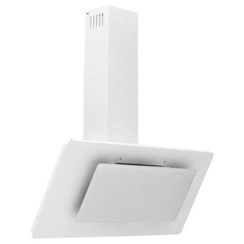 Hotte murale 90 cm acier inoxydable et verre trempé blanc Helloshop26 02_0005860