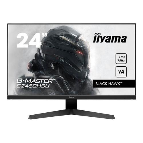 iiyama G-MASTER Black Hawk G2450HSU-B1 - Écran LED - 24" (23.8" visualisable) - 1920 x 1080 Full HD (1080p) @ 75 Hz - VA - 250 cd/m² - 3000:1 - 1 ms - HDMI, DisplayPort - haut-parleurs - noir mat