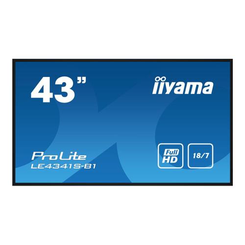 iiyama ProLite LE4341S-B1 - Écran LCD - 43" (42.5" visualisable) - 1920 x 1080 Full HD (1080p) - IPS - 350 cd/m² - 1200:1 - 8 ms - 3xHDMI, VGA - haut-parleurs - Noir brillant