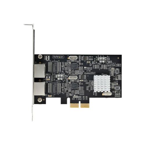 StarTech.com Carte Réseau PCIe à 2 Ports 2,5 Gbps NBASE-T, Intel I225-V - Adaptateur réseau - PCIe 2.0 x2 profil bas - Ethernet 10M/100M/1G/2,5 Gigabit x 2 - noir