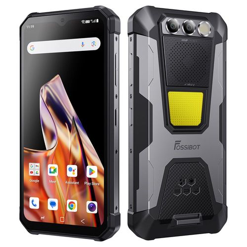 FOSSiBOT F106 PRO Smartphone robuste, écran FHD+ de 6,58 pouces, processeur Helio G85, mémoire RAM 15 Go + ROM 256 Go, appareil photo 48 + 20 MP, lampe de camping 3 W - Gris