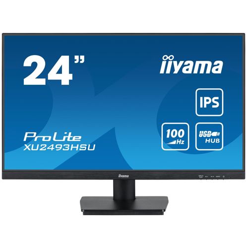 iiyama ProLite XU2493HSU-B7 - Écran LED - 24" (23.8" visualisable) - 1920 x 1080 Full HD (1080p) @ 100 Hz - IPS - 300 cd/m² - 1300:1 - 1 ms - HDMI, DisplayPort - haut-parleurs - noir mat