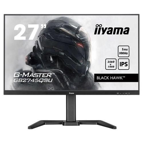 iiyama G-MASTER Black Hawk GB2745QSU-B2 - Écran LED - jeux - 27" - 2560 x 1440 WQHD @ 100 Hz - IPS - 300 cd/m² - 1300:1 - 1 ms - HDMI, DisplayPort - haut-parleurs - noir, mat