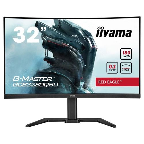 iiyama G-MASTER Red Eagle GCB3280QSU-B2 - Écran LED - jeux - incurvé - 32" (31.5" visualisable) - 2560 x 1440 WQHD @ 180 Hz - VA - 350 cd/m² - 3000:1 - 0.2 ms - 2xHDMI, DisplayPort  - haut-parleurs - noir mat