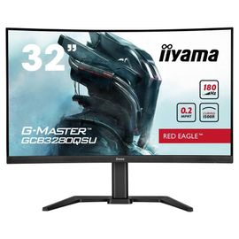 iiyama G-MASTER Red Eagle GCB3280QSU-B2 - Écran LED - jeux - incurvé - 32" (31.5" visualisable) - 2560 x 1440 WQHD @ 180 Hz - VA - 350 cd/m² - 3000:1 - 0.2 ms - 2xHDMI, DisplayPort  - haut-parleurs - noir mat