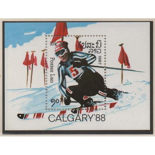 Laos Timbres Jeux Olympiques De Calgary 1988