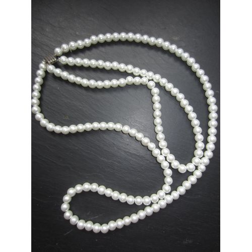 Collier, Multi Rangs, Blanc, Perles De Verre