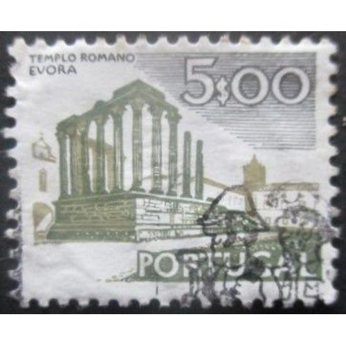 Portugal N°1225 Temple Romain Oblitéré Avec 1975 Au Verso