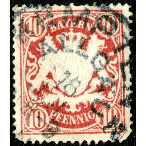 Timbre Oblitéré Bayern, 10 Pfennig