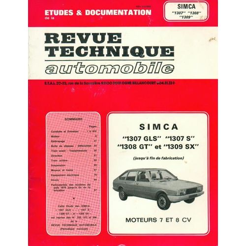 Revue Technique Automobile N° 3552, Simca 1307 1308 Tous Modéles 7 Et 8 Cv