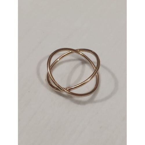 Bague Métal Doré,Double Anneau Croisé ,Taille 18