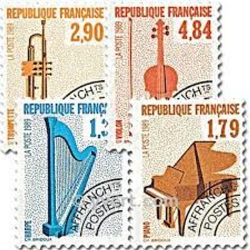 Les Instruments De Musique (1) Série Complète Année 1969 Préoblitérés N° 202 203 204 205 Yvert Et Tellier Luxe