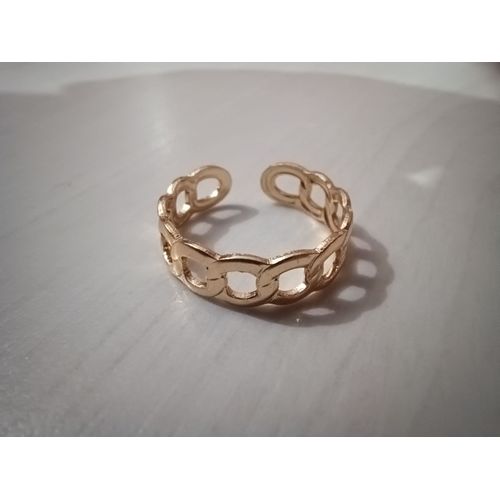 Bague Métal Doré,Chaine,Anneau Ouvert ,Taille 17