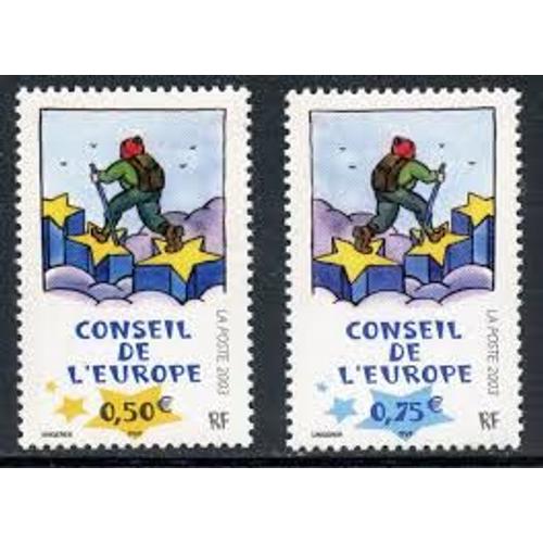 Conseil De L'europe : "Le Marcheur Sur Les Étoiles" De Toni Ungerer La Paire Année 2003 N° Timbres De Service N° 126 127 Yvert Et Tellier Luxe