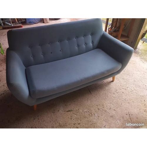 Canapé Somero Bleu Canard Pieds Bois Clair Scandinave Design