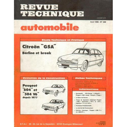 Revue Technique Automobile  N° 399 : Citroen"Gsa" Berline Et Break"