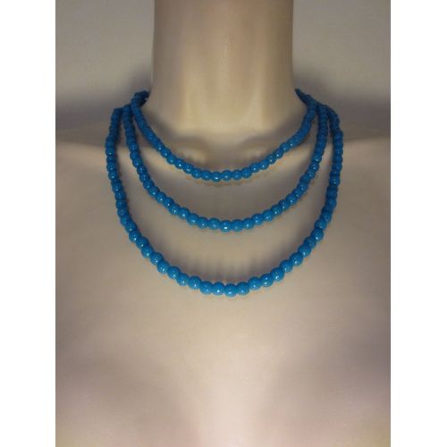 Collier Multi Rangs De Perles Bleues