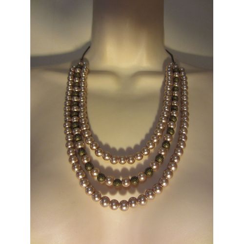 Collier Multi Rangs De Perles Café Nacrées