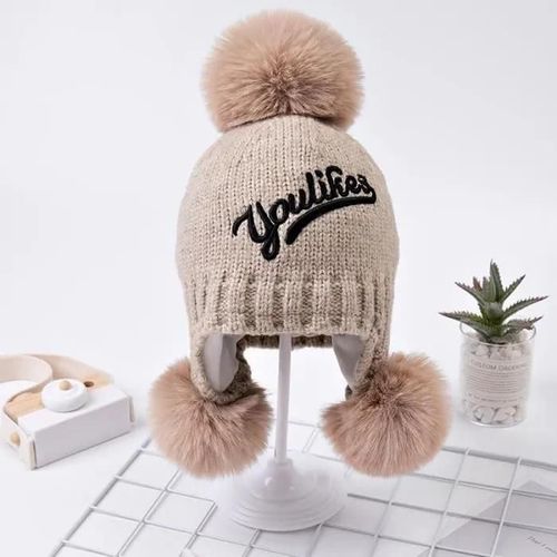 Chapeaux Tricotés Pour La Protection Des Oreilles Des Enfants Beige