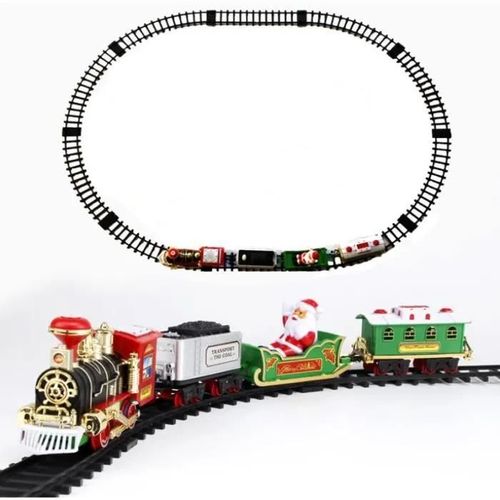 OHP Lumières et sons Pistes Train de chemin de fer de Noël Jouets de Noël Train cadeau multicolore