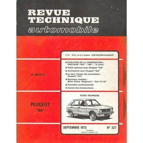 Revue Technique Automobile  N° 327 : Peugeot 104