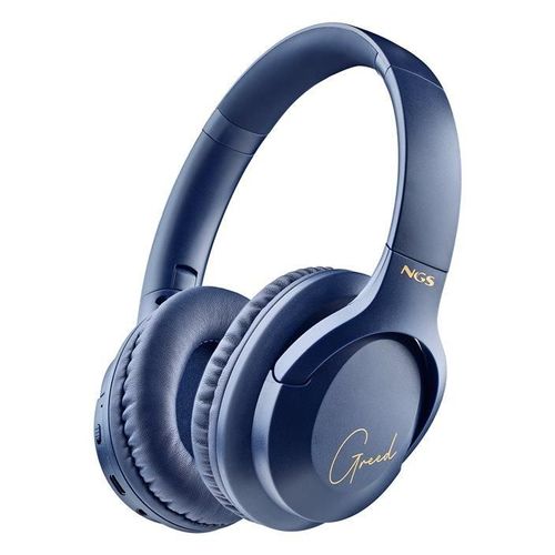 NGS Artica Greed - Écouteurs avec micro - circum-aural - Bluetooth - sans fil, filaire - jack 3,5mm - bleu