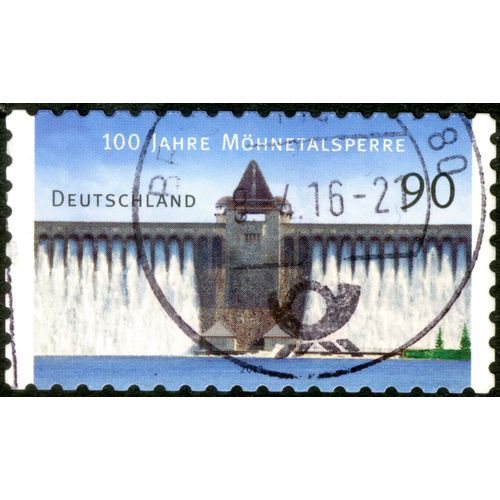 Timbre Oblitéré Deutschland, 100 Jahre Möhnetalsperre, 2013, 90