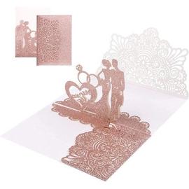 Carte De Mariage, Carte De V Ux Pop-up 3D, Carte De Mariage Dorée ...