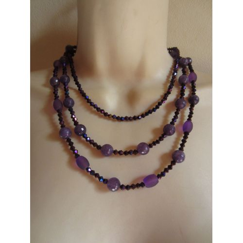 Collier Multi Rangs Violet