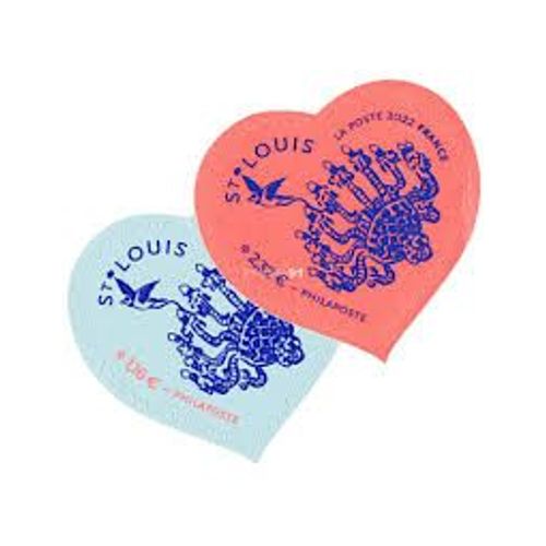 Saint Valentin : Coeurs De Saint Louis La Paire Année 2022 Autoadhésifs N° 2097 2098 Yvert Et Tellier Luxe
