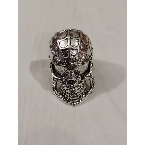 Bague Tête De Mort Spiderman,Metal Argente,Taille 20